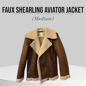 Women’s faux shearling aviator jacket- New